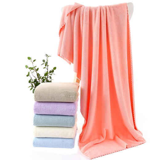 家减尘除花边珊瑚绒浴巾J8328（颜色随机） 商品图2