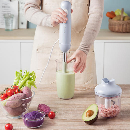 【小熊Bear】料理机家用手持多功能料理棒婴儿辅食机搅拌棒榨汁打蛋打发器绞肉榨汁杯JBQ-B50M2浅蓝色 商品图5