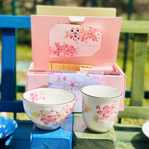 日本进口樱花一人食瓷器礼盒  |  美浓烧日式樱花精致一人食碗筷杯创意餐具家用礼盒装日本进口！ 商品图0