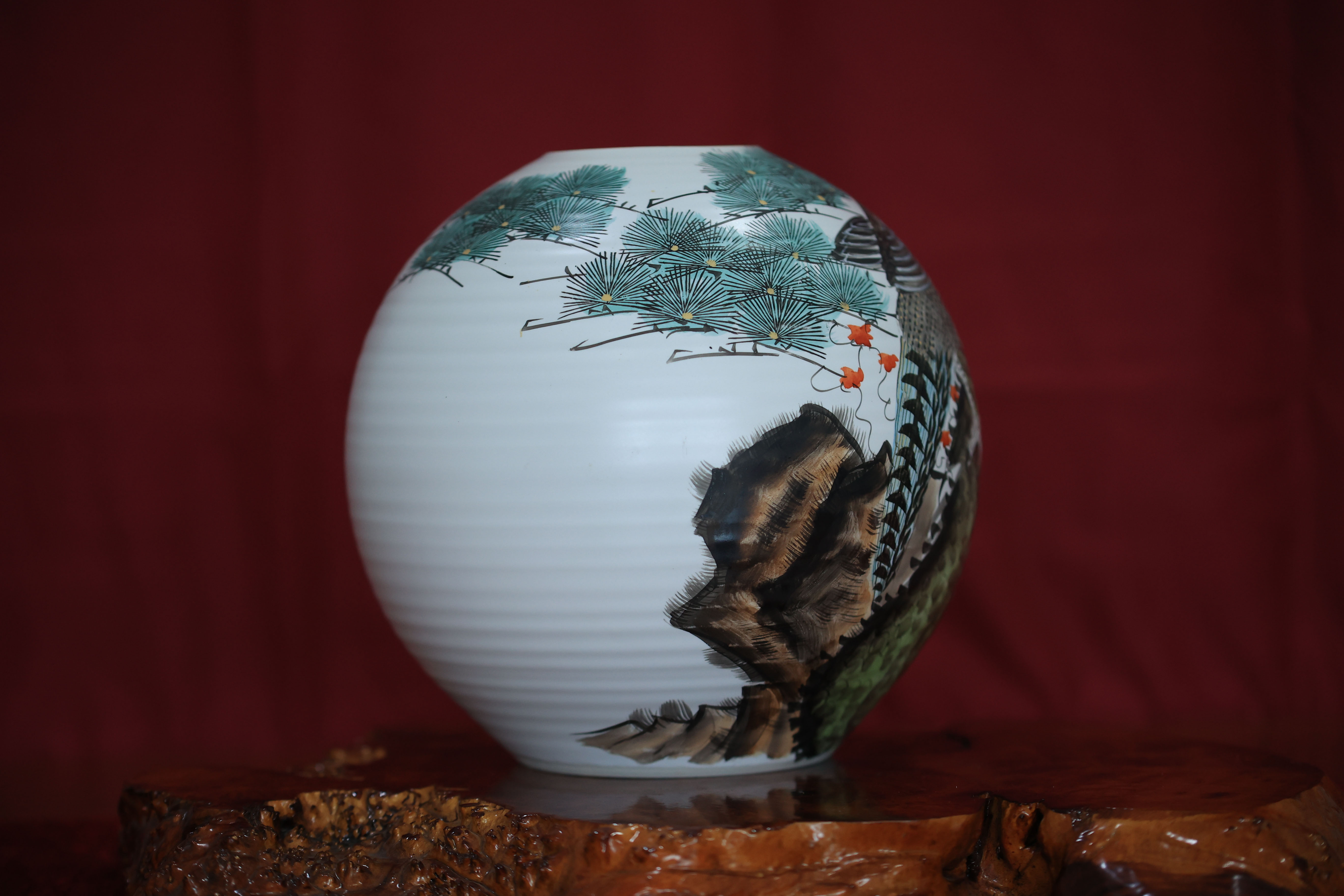 日本九谷烧花瓶古老手工艺彩绘瓷器