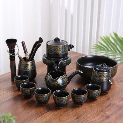 鎏金功夫茶具（9件套&12件套两种规格），懒人泡茶，家用办公，旋转出水，简单便捷。 商品图1