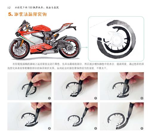 水彩笔下的100辆摩托车技法与表现摩托车大致的年代品牌车型特征介绍 水彩作画技巧 工业水彩绘画 摩托车水彩手绘绘画技法书籍 商品图2