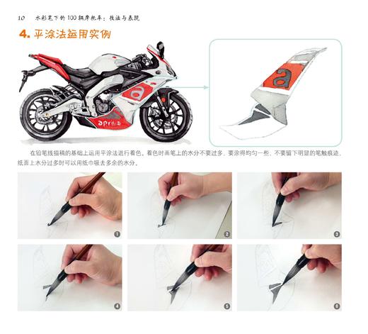 水彩笔下的100辆摩托车技法与表现摩托车大致的年代品牌车型特征介绍 水彩作画技巧 工业水彩绘画 摩托车水彩手绘绘画技法书籍 商品图1