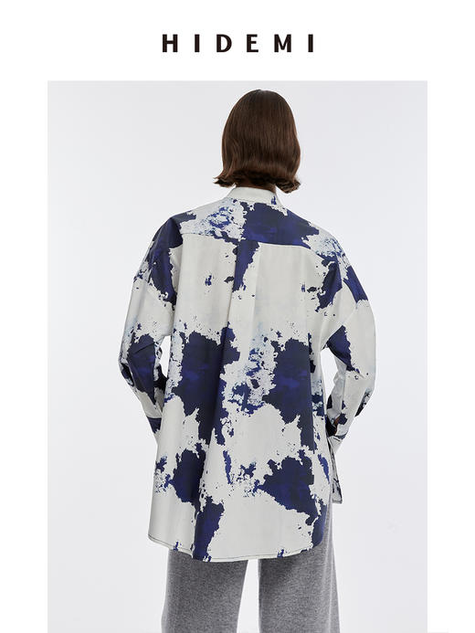 HIDEMI 蓝色印花特殊涂层棉三件套 衬衫/衬衫裙/弹力打底上衣 商品图12