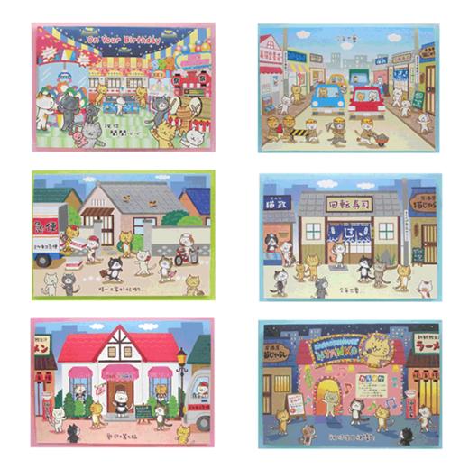 【为思礼合集】台湾金音创意卡片 猫咪生日卡 风景三折卡 凯西说书卡 创意立体贺卡 生日 结婚贺卡 商品图0