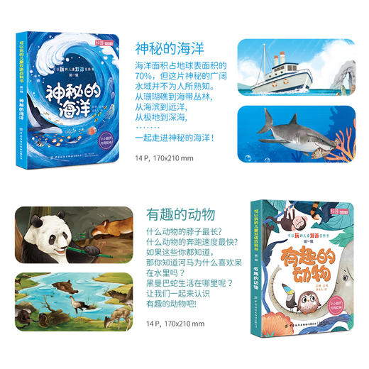 可以玩儿的儿童双语百科书 第一辑4册 神秘的海洋/有趣的动物/热闹的农场/恐龙大揭秘 儿童科普百科书趣味认知儿童3d立体书翻翻书 商品图4