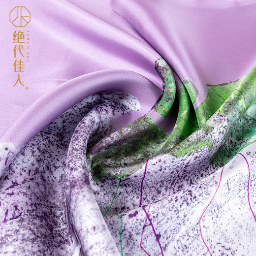 绝代佳人艺术珍藏之浮山问印花真丝丝巾斜纹绸百搭防晒盘丝扣披肩 商品图1