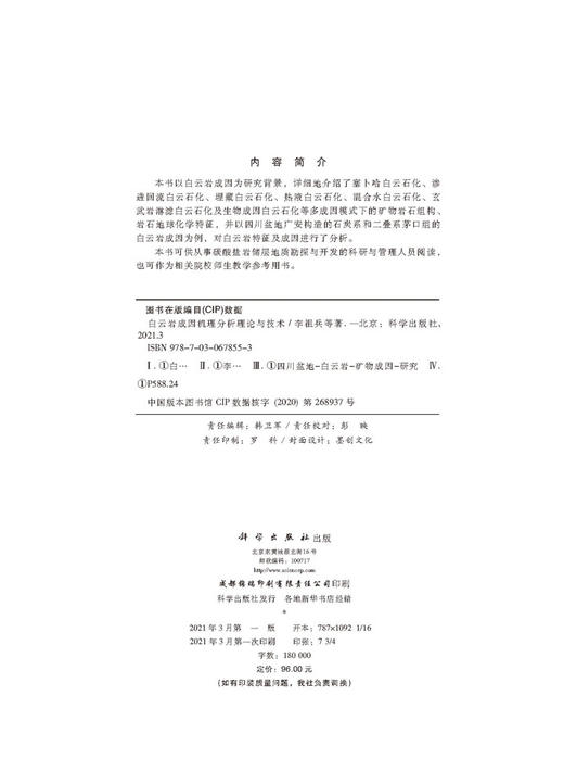 白云岩成因机理分析理论与技术/李祖兵 商品图2