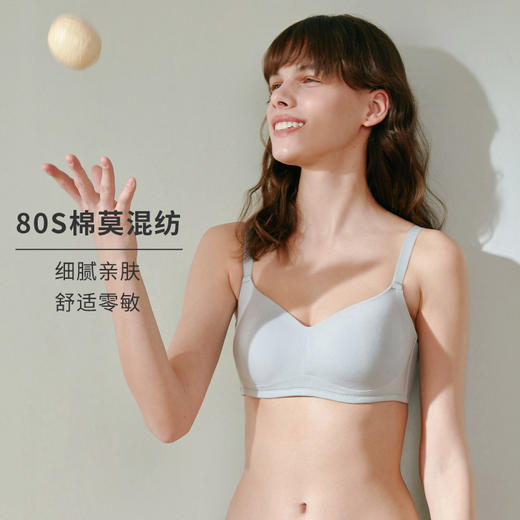 HSIA遐 无钢圈内衣女新疆长绒棉全罩杯胸罩莫光面大胸无痕文胸 商品图2