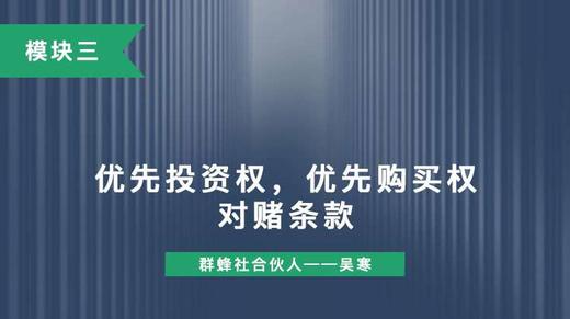 第十六讲：优先投资权，优先购买权，对赌条款 商品图0