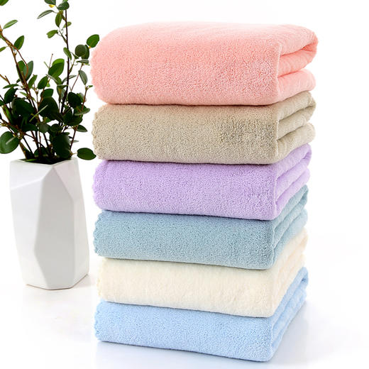 家减尘除花边珊瑚绒浴巾J8328（颜色随机） 商品图1