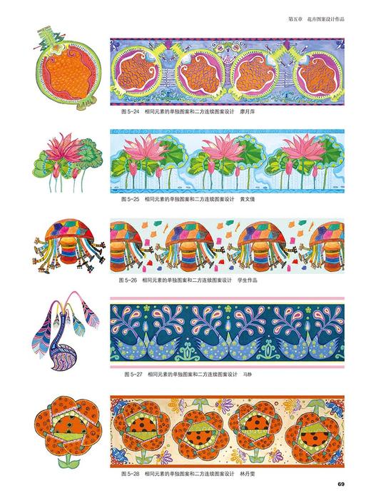 花卉图案设计薛艳 以图为主内容既强化专业基本知识和技能训练注重创意设计思维的培养 广大高等艺术设计专业学生 商品图3