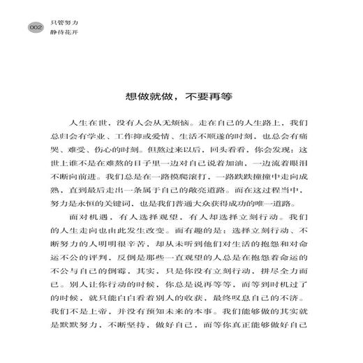 正版书籍 只管努力 静待花开 付于敏 年轻人的成长激励之书心灵修养成功励志人生哲学人生智慧书克服负面情绪提升自我青春正能量书 商品图3