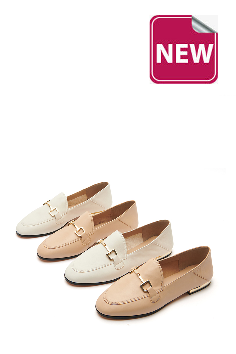 精选特惠 cerruti 1881 【牛皮革】早春圆头低跟女单鞋粗跟牛皮革女鞋