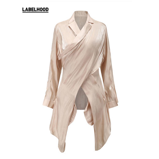 deepmoss2020春夏新品 设计感纯色水泽交叠衬衫女上衣 dm20ssSH07X3 商品图4