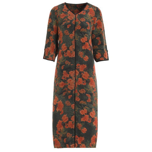 乔万尼真丝连衣裙女夏新款雍容华贵复古收腰设计感EI2E747 商品图4