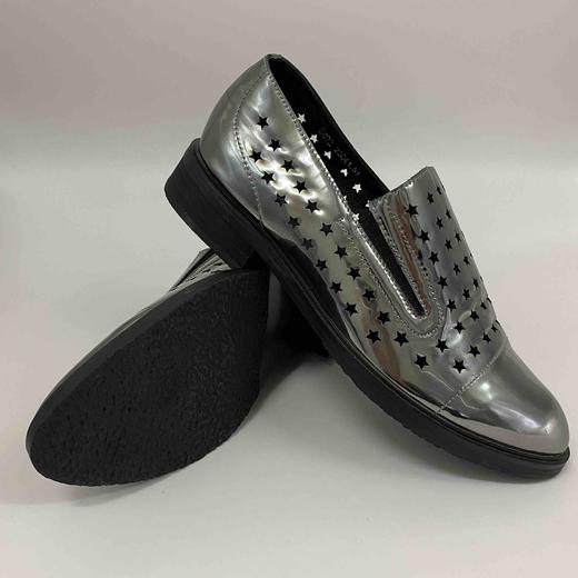 LFGJ 2402 漆皮女鞋尖头系带亮皮粗根软皮单鞋休闲鞋镂空方跟潮 商品图4