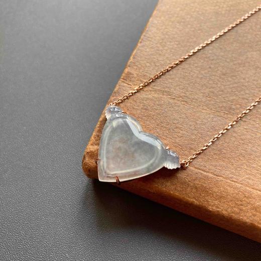 冰种翡翠天使心锁骨链18k黄金镶嵌 商品图2