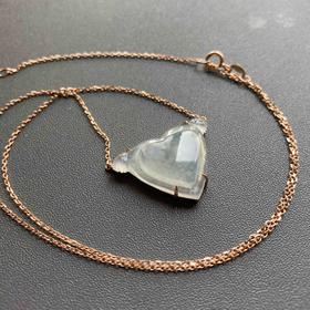 冰种翡翠天使心锁骨链18k黄金镶嵌