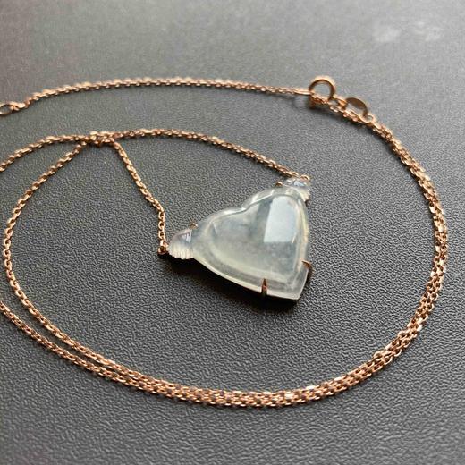 冰种翡翠天使心锁骨链18k黄金镶嵌 商品图0