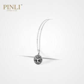 PINLI品立2021夏季潮牌不锈钢圆形吊坠男饰品首饰项链D212628381