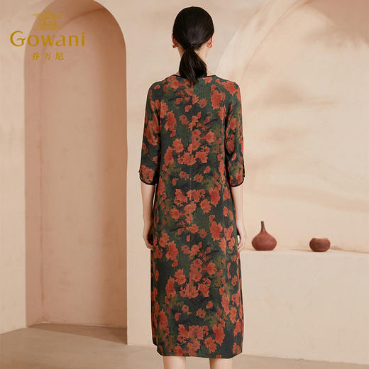 乔万尼真丝连衣裙女夏新款雍容华贵复古收腰设计感EI2E747 商品图3