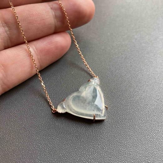 冰种翡翠天使心锁骨链18k黄金镶嵌 商品图6