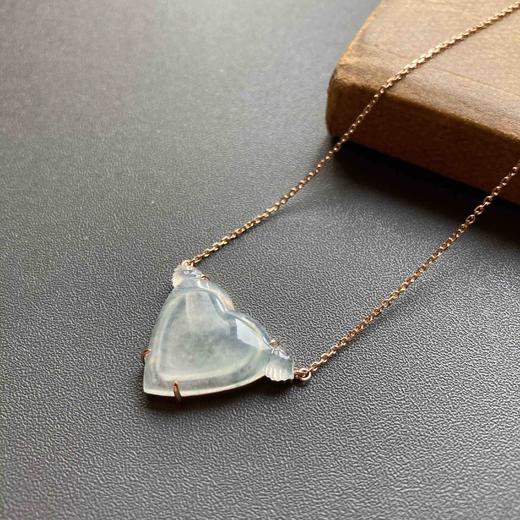 冰种翡翠天使心锁骨链18k黄金镶嵌 商品图1