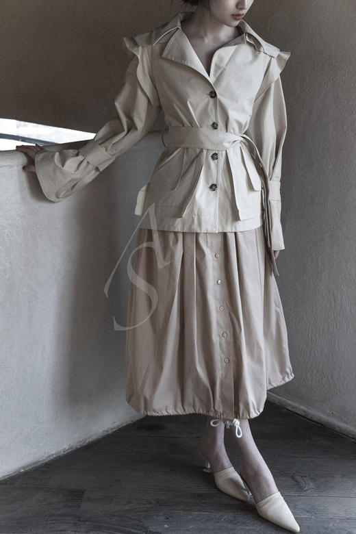 Palmer Harding 奶白色/黑色腰带短夹克 商品图2