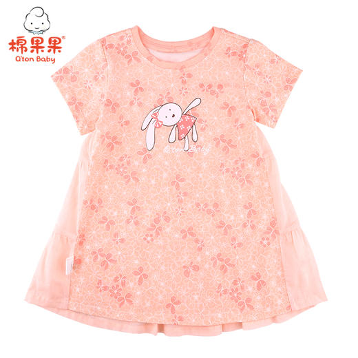 棉果果夏季女童T恤满印连衣裙M222701221307 商品图1