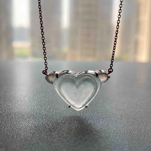 冰种翡翠天使心锁骨链18k黄金镶嵌 商品图7