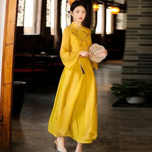 FNZD-6887新款中国风旗袍复古中式立领连衣裙 商品图1