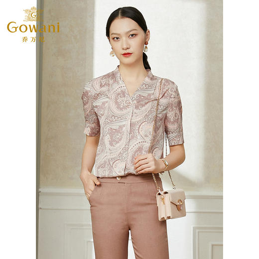乔万尼真丝短袖衬衫女设计感小众复古港味气质EI2C750 商品图2