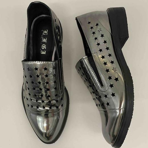 LFGJ 2402 漆皮女鞋尖头系带亮皮粗根软皮单鞋休闲鞋镂空方跟潮 商品图5