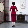 中长款七分袖酒红色婚礼婚宴丈母娘婚礼服醋酸缎旗袍1948 商品缩略图4
