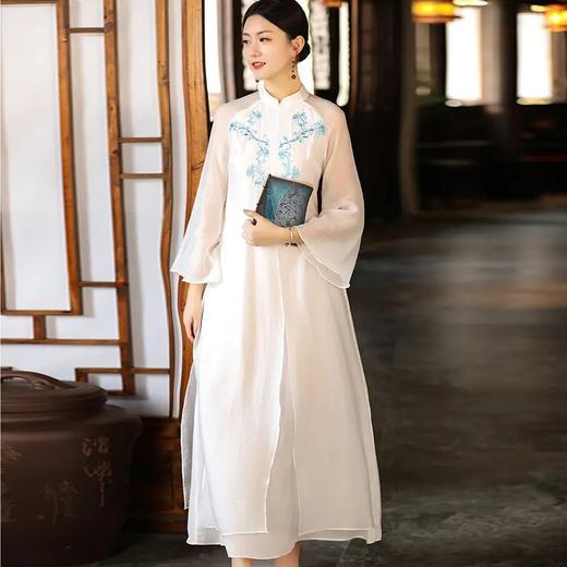 FNZD-6887新款中国风旗袍复古中式立领连衣裙 商品图3