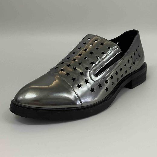 LFGJ 2402 漆皮女鞋尖头系带亮皮粗根软皮单鞋休闲鞋镂空方跟潮 商品图0