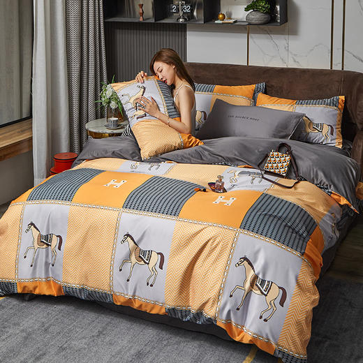 惠慈家居 60S水洗真丝四件套 亲肤舒适（被套200*230cm/床单245*250cm /枕套48*74cm*2 ） 商品图5