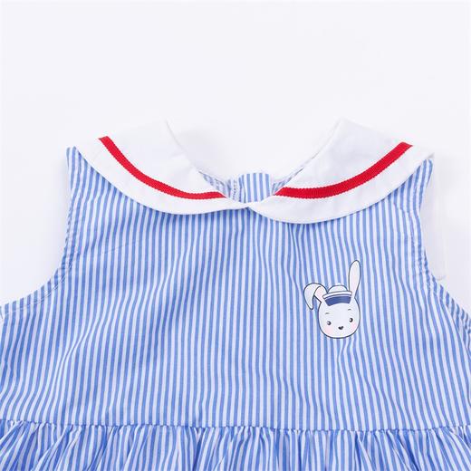 贝贝怡女宝宝A字摆条纹海军风公主连衣裙子长裙212Q244 商品图9