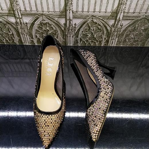 LFGJ10001 春夏性感魅惑闪钻细跟网面凉鞋 商品图2