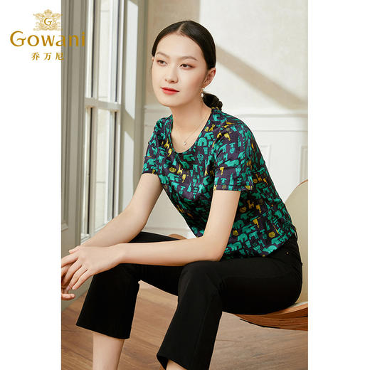 乔万尼新款真丝衬衫女桑蚕丝拼接垂感上衣EI2C742 商品图2