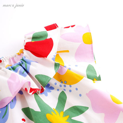 【打折】马克珍妮夏装 女童荷叶领花朵纯棉套装 宝宝套装210739 商品图4