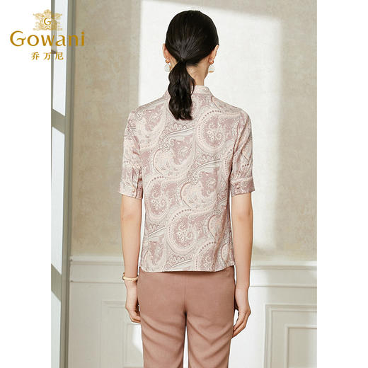 乔万尼真丝短袖衬衫女设计感小众复古港味气质EI2C750 商品图3