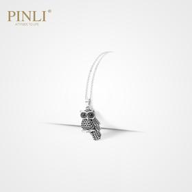 PINLI品立2021不锈钢猫头鹰吊坠项链首饰嘻哈街头男潮D212628376