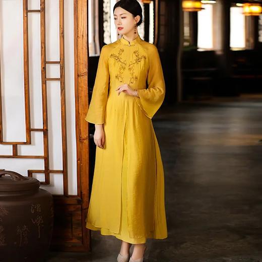 FNZD-6887新款中国风旗袍复古中式立领连衣裙 商品图0