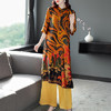 AHM- ktt5032 阔太太套装女2021夏季中式民族风复古印花中长款上衣阔腿裤两件套 商品缩略图2