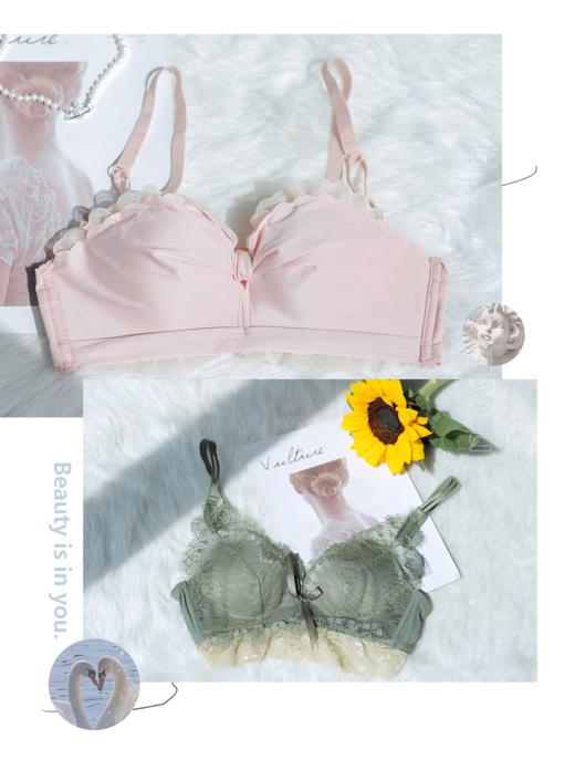 【第二件0元！日系、法式任选】黛唯梵新款爆款两件套胸罩内衣女小胸聚拢收副乳防下垂文胸调整型无钢圈内衣 C杯可选大一码内衣七夕节  商品图2