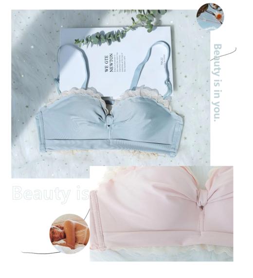 【第二件0元！日系、法式任选】黛唯梵新款爆款两件套胸罩内衣女小胸聚拢收副乳防下垂文胸调整型无钢圈内衣 C杯可选大一码内衣七夕节  商品图4