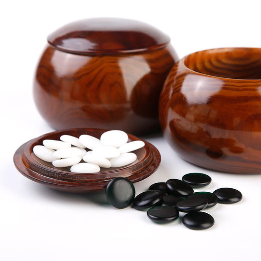 深色松木棋罐和B中5号云子及仿玉密胺棋子 商品图3