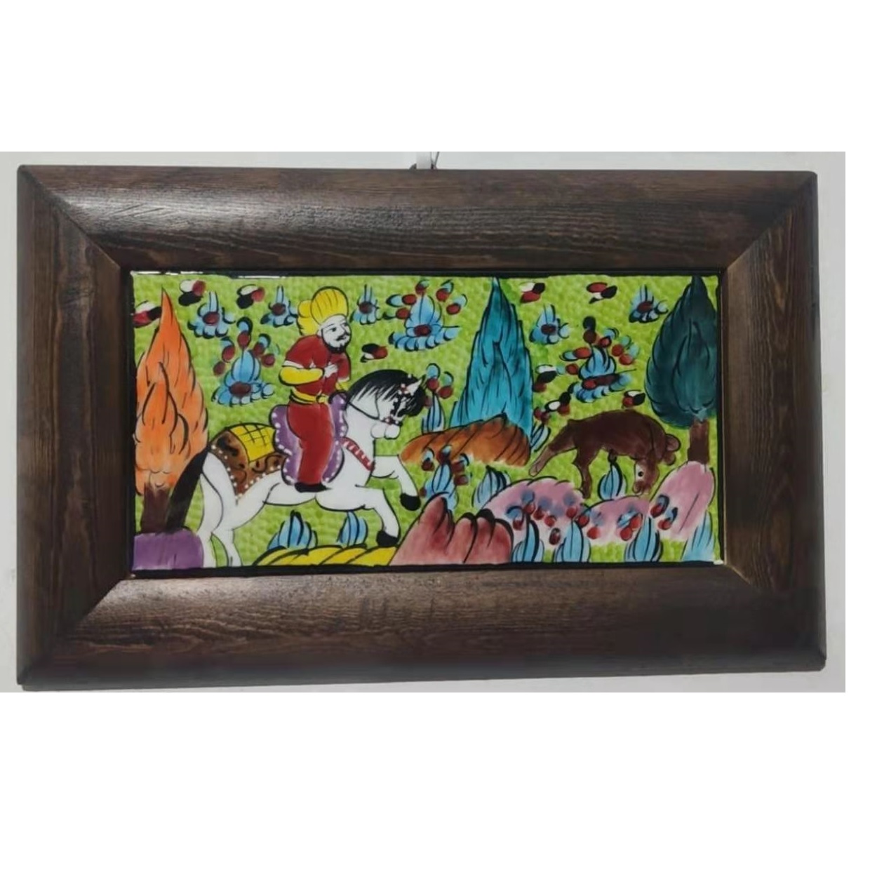 土耳其手绘陶瓷木框瓷砖10*20cm